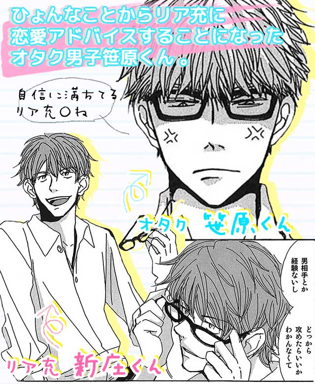 ひょんなことからリア充に恋愛アドバイスすることになったオタク男子笹原くん。